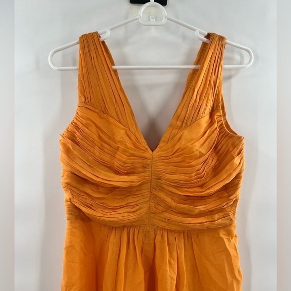 Shoshanna orange dress ruched fit flare size 8 - Picture 2 of 7